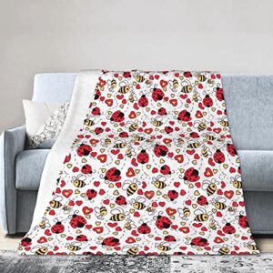 ladybug blanket air conditioning cute blanket soft, ladybird throw blanket flannel funny blanket(50"x40")