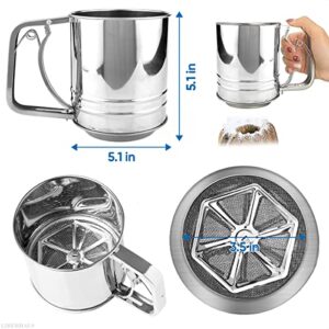 5 Cup Flour Sifter Stainless Steel Sifter Fine Mesh Flour Sifter Sieve - Powder Sugar Sifter for Baking Small - Powdered Sugar Sifter for Baking Sifter Strainer Large Flour Sifter for Baking Fine Mesh