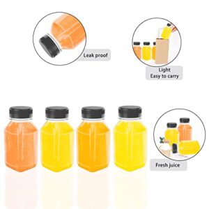 10 Pcs 5 oz Plastic Juice Bottl, Reusable Transparent Bulk Beverage Container With Black Lid, Suitable For Juice, Milk And Other Beverages