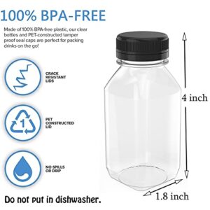 10 Pcs 5 oz Plastic Juice Bottl, Reusable Transparent Bulk Beverage Container With Black Lid, Suitable For Juice, Milk And Other Beverages