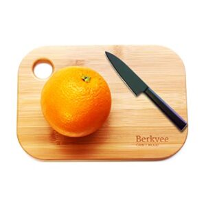 Berkvee Small Bamboo Wood Cutting Board Set (2 Pieces) - Mini Lightweight Wooden Fruit Cutting Board for Home Camping Trip
