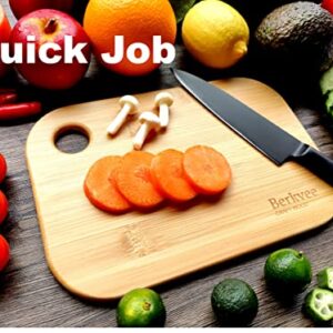 Berkvee Small Bamboo Wood Cutting Board Set (2 Pieces) - Mini Lightweight Wooden Fruit Cutting Board for Home Camping Trip