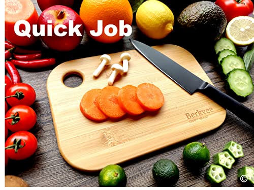 Berkvee Small Bamboo Wood Cutting Board Set (2 Pieces) - Mini Lightweight Wooden Fruit Cutting Board for Home Camping Trip