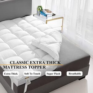 Extra Thick Mattress Topper King for Back Pain & Cloud-Like Sleep, Soft & Plush Mattress Pillow Top Bed Topper for Firm Mattress, Cooling Overfilled 1400GSM Mattress Pad, Fit to 6”-22” Mattress