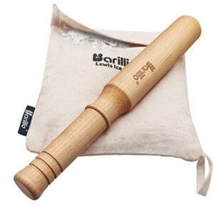big-shot 13.75" hard maple muddler mallet & lewis ice bag kit by barillio | wooden mojito muddler bar tool ice crusher & canvas bag set | make cocktails drinks and crushed ice with ease