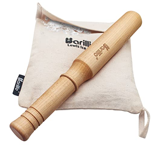 Big-Shot 13.75" Hard Maple Muddler Mallet & Lewis Ice Bag Kit by BARILLIO | Wooden Mojito Muddler Bar Tool Ice Crusher & Canvas Bag Set | Make Cocktails Drinks and Crushed Ice with Ease