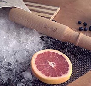 Big-Shot 13.75" Hard Maple Muddler Mallet & Lewis Ice Bag Kit by BARILLIO | Wooden Mojito Muddler Bar Tool Ice Crusher & Canvas Bag Set | Make Cocktails Drinks and Crushed Ice with Ease