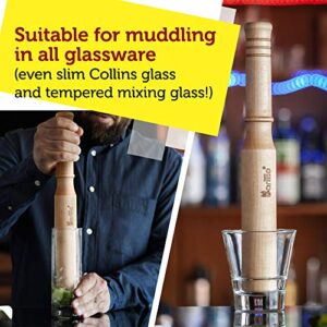 Big-Shot 13.75" Hard Maple Muddler Mallet & Lewis Ice Bag Kit by BARILLIO | Wooden Mojito Muddler Bar Tool Ice Crusher & Canvas Bag Set | Make Cocktails Drinks and Crushed Ice with Ease