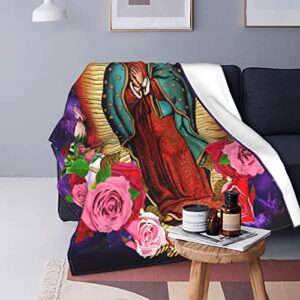 Our Lady of Guadalupe Virgin Mary Adult Kids Fleece Blanket Throw Blanket for Bedding Living Room Decor Sofa Blanket 60"X50"