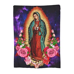 Our Lady of Guadalupe Virgin Mary Adult Kids Fleece Blanket Throw Blanket for Bedding Living Room Decor Sofa Blanket 60"X50"