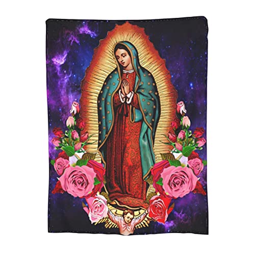 Our Lady of Guadalupe Virgin Mary Adult Kids Fleece Blanket Throw Blanket for Bedding Living Room Decor Sofa Blanket 60"X50"