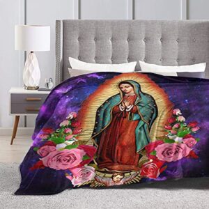 Our Lady of Guadalupe Virgin Mary Adult Kids Fleece Blanket Throw Blanket for Bedding Living Room Decor Sofa Blanket 60"X50"