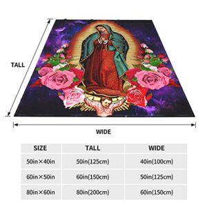 Our Lady of Guadalupe Virgin Mary Adult Kids Fleece Blanket Throw Blanket for Bedding Living Room Decor Sofa Blanket 60"X50"