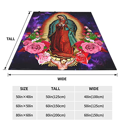 Our Lady of Guadalupe Virgin Mary Adult Kids Fleece Blanket Throw Blanket for Bedding Living Room Decor Sofa Blanket 60"X50"