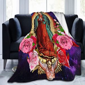 Our Lady of Guadalupe Virgin Mary Adult Kids Fleece Blanket Throw Blanket for Bedding Living Room Decor Sofa Blanket 60"X50"