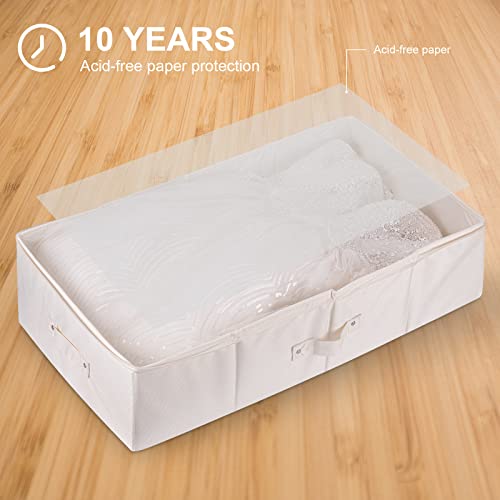 Wedding Dress Storage Box - Wedding Dress Preservation Box with 20 Sheets of Acid Free Tissue Paper for Storage Wedding Dress Storage Box Kit,Heirloom Wedding Gown Storage Box - Bride Musthaves(Beige)