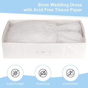 Wedding Dress Storage Box - Wedding Dress Preservation Box with 20 Sheets of Acid Free Tissue Paper for Storage Wedding Dress Storage Box Kit,Heirloom Wedding Gown Storage Box - Bride Musthaves(Beige)