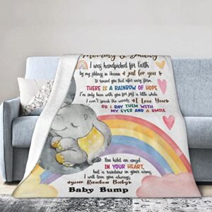 Personalized Hi Mommy & Daddy Elephant & Rainbow Blanket Gift for First Time Mommy First Time Dad