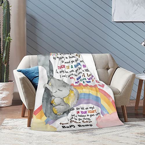 Personalized Hi Mommy & Daddy Elephant & Rainbow Blanket Gift for First Time Mommy First Time Dad