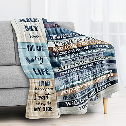 Anniversary Romantic Gifts for Him, Birthday Gifts for Husband from Wife, to My Husband Personalized Gifts for Men Ultra-Soft Throw Blanket, Wedding Father's Day Husband Gift (80 x 60 in)