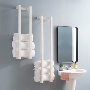 linon twombly wooden wall mount towel rack (set of 2) white