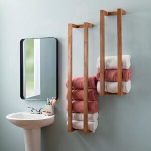 Linon Twombly Wooden Wall Mount Towel Rack (Set of 2) White