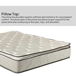 Greaton Medium Plush Pillowtop Innerspring Fully Assembled Mattress, Good for The Back, 75" X 44", White with Black Tape