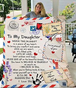 fleece blanket to my daughter from mom dad you are my sunshine blanket ultra-soft micro light weight warm bed throw blanket (to my daughter, 60"x50")