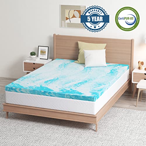 EGO Topper 3 Inch Queen Memory Foam Mattress Topper, Cooling Gel Foam Mattress Topper for Pressure Relief, Ventilated Design Bed Topper in a Box, CertiPUR-US Certified, 60"×80", Medium