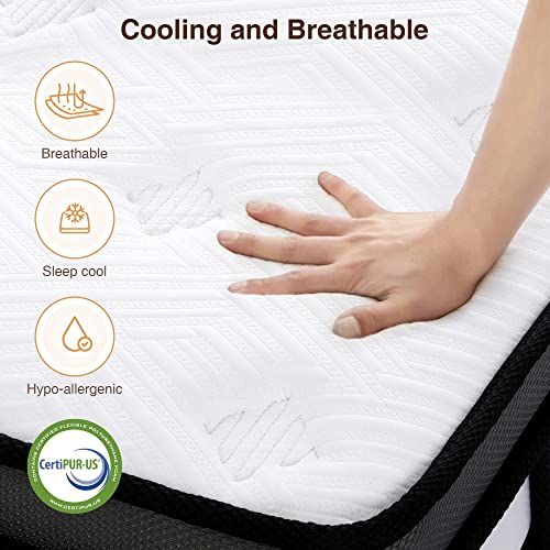 Famistar 13'' King Size Memory Foam Mattress Hybrid Innerspring Mattress in a Box, Silent Independent Pocket Spring System, Super Elasticity for Pressure Relief & Sleep Supportive