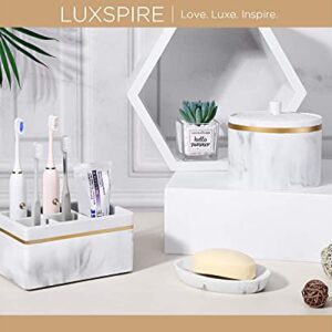 Luxspire Vanity Bathroom Tray Toilet Tank Storage Tray, 5 Slots Electric Toothbrush Holders,