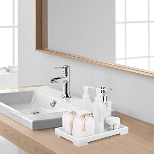 Luxspire Vanity Bathroom Tray Toilet Tank Storage Tray, 5 Slots Electric Toothbrush Holders,