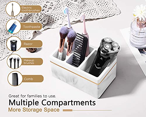 Luxspire Vanity Bathroom Tray Toilet Tank Storage Tray, 5 Slots Electric Toothbrush Holders,