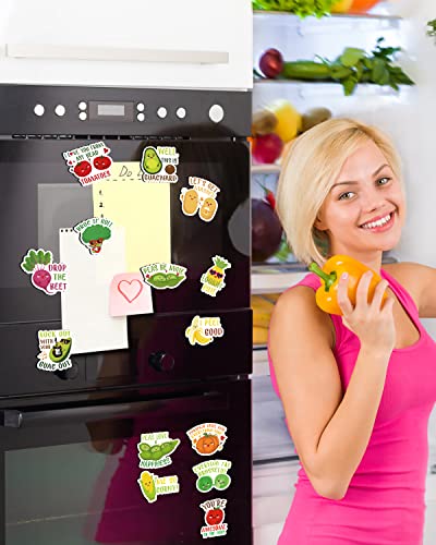 16PCS Funny Fridge Magnets Veggie and Fruit Puns Cute Magnets Vegetables Refrigerator Magnets Vegan Decorative Magnets Fun Magnets for Fridge Office School Whiteboard Magnet Stickers for Adult