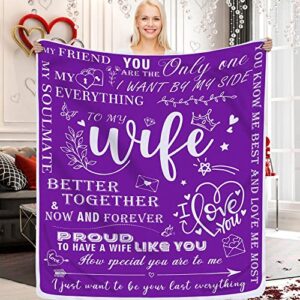 gifts for wife, gifts for mothers day, blanket, wife birthday gift ideas, wife gifts, birthday gifts for wife, throw blanket 60" x 50" (purple)
