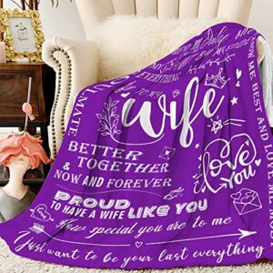 Gifts for Wife, Gifts for Mothers Day, Blanket, Wife Birthday Gift Ideas, Wife Gifts, Birthday Gifts for Wife, Throw Blanket 60" x 50" (Purple)