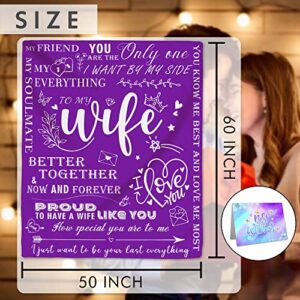 Gifts for Wife, Gifts for Mothers Day, Blanket, Wife Birthday Gift Ideas, Wife Gifts, Birthday Gifts for Wife, Throw Blanket 60" x 50" (Purple)
