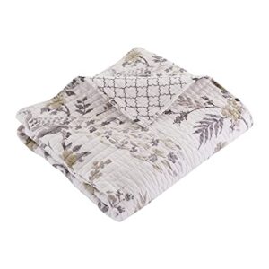 Levtex Home - Pisa - Throw - Floral Contemporary Peacock - Grey and Taupe - Quilt (50x60in.) - Cotton/Cotton