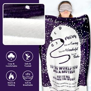 TMEOIIPY Gifts for Mom Blanket, Throw Blanket Gift Set from Daughter Son, Birthday Gifts for Mom, Soft Bed Flannel 60" x 50" Blanket Gift for Mom on Mother's Day Christmas (Purple)