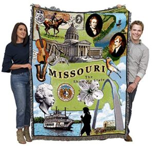 pure country weavers state of missouri blanket - gift tapestry throw woven from cotton - made in the usa (72x54)