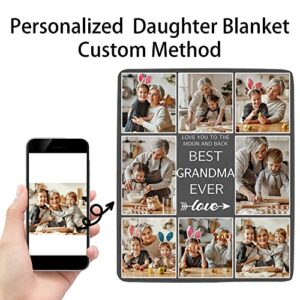 Custom Grandma Blanket with Photos, Gifts for Grandma from Grandson Granddaughter, Grandma Birthday Gifts for Nana from Grandchildren, for Grandma