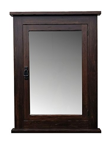 D&E Wood Craft Cabinets 24W x 33H Rustic Mission Recessed Medicine Cabinet/Dark Finish