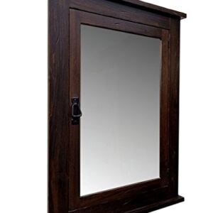 D&E Wood Craft Cabinets 24W x 33H Rustic Mission Recessed Medicine Cabinet/Dark Finish