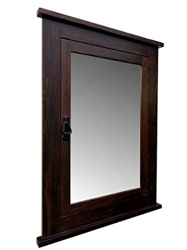 D&E Wood Craft Cabinets 24W x 33H Rustic Mission Recessed Medicine Cabinet/Dark Finish