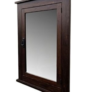 D&E Wood Craft Cabinets 24W x 33H Rustic Mission Recessed Medicine Cabinet/Dark Finish