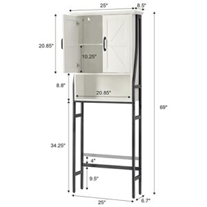 MXARLTR Over The Toilet Storage Cabinet, Over Toilet Bathroom Organizer with Barn Doors Above Toilet Storage Cabinet