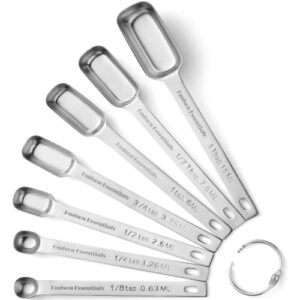 hudson essentials stainless steel measuring spoons set for dry or liquid - fits in spice jars - set of 7