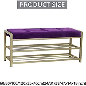 SoOSSN Entryway Bench with Golden Shoe Shelf,Modern Shoe Bench Shoe Organizer Bench Seat,Shoe Rack Bench Shoe (Color : Purple, Size : 47x14x18inch)