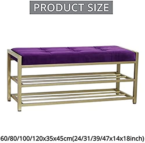 SoOSSN Entryway Bench with Golden Shoe Shelf,Modern Shoe Bench Shoe Organizer Bench Seat,Shoe Rack Bench Shoe (Color : Purple, Size : 47x14x18inch)