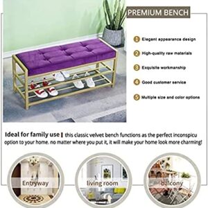 SoOSSN Entryway Bench with Golden Shoe Shelf,Modern Shoe Bench Shoe Organizer Bench Seat,Shoe Rack Bench Shoe (Color : Purple, Size : 47x14x18inch)